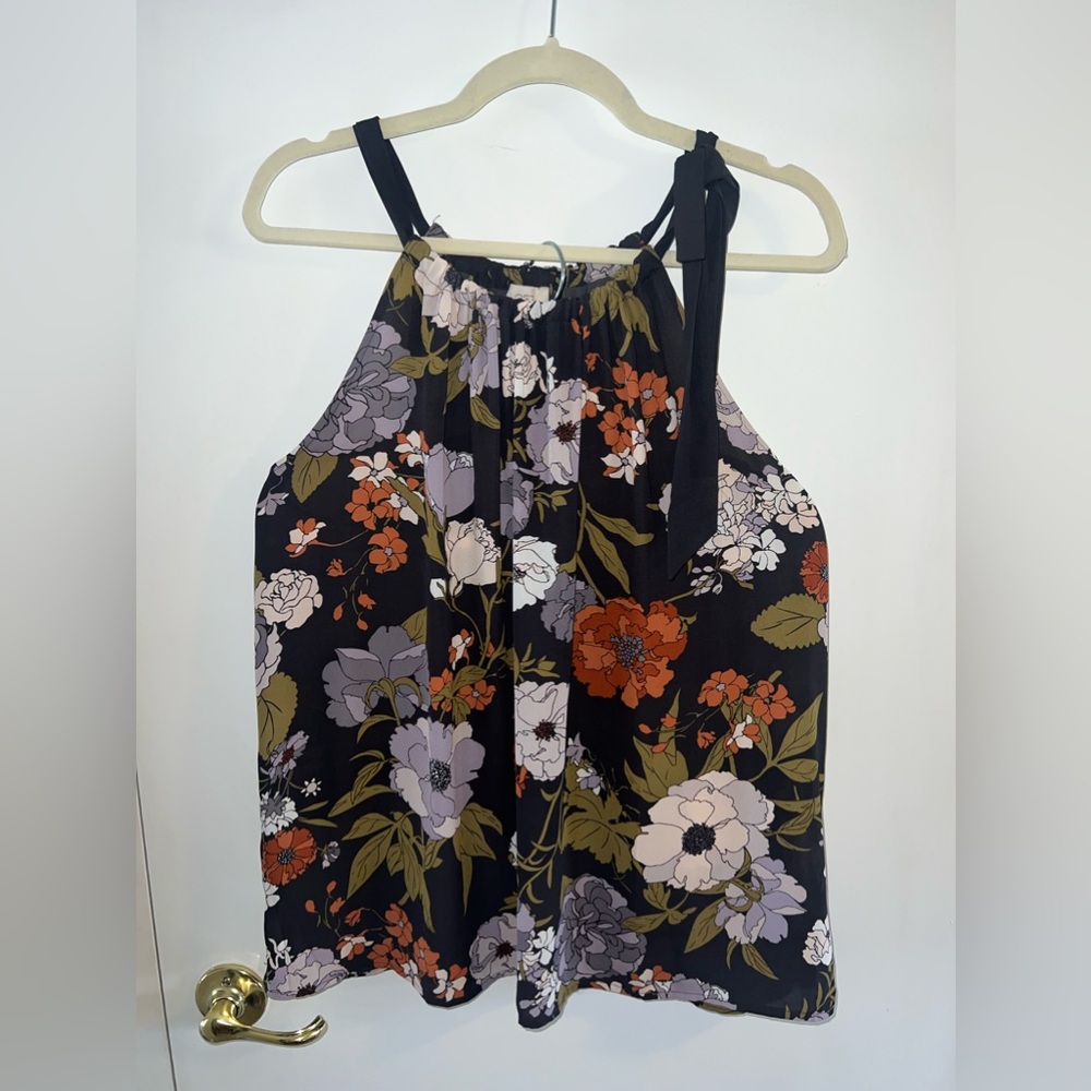 LOFT Muted Floral Halter with Bow detail
